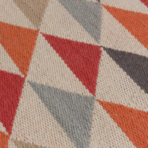 Teppich Barli Orange/Rot/Beige mit Streifen und Dreiecksmuster | URBANARA