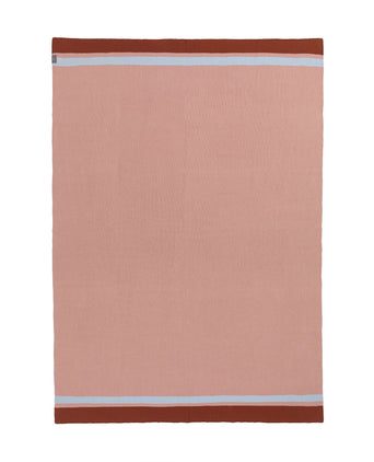 Baumwolldecke Zezere Rosa/Cognac/Eisblau - 140 x 200 cm | URBANARA