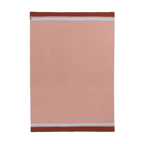 Baumwolldecke Zezere Rosa/Cognac/Eisblau - 140 x 200 cm | URBANARA