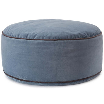 Samt-Pouf Deomali Blaugrau/Dunkelgrau - 75 x 25 cm | URBANARA