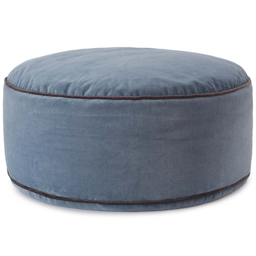 Samt-Pouf Deomali Blaugrau/Dunkelgrau - 75 x 25 cm | URBANARA