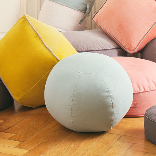 Canvas-Pouf Thalay Helles Graugrün 50 x 35 cm | URBANARA