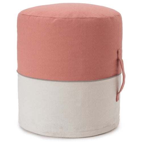 Canvas-Pouf Parli Papaya/Naturweiß/Grau - 45 x 40 cm | URBANARA