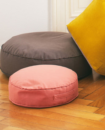 Canvas-Pouf Nashik Dunkelgrau 70 x 15 cm | URBANARA