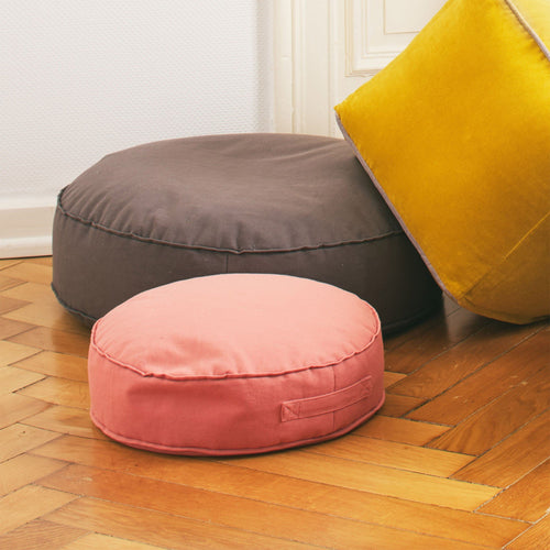 Canvas-Pouf Nashik Dunkelgrau 70 x 15 cm | URBANARA