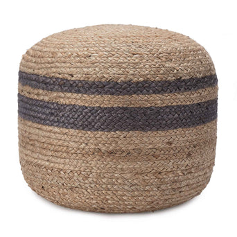 Jute-Pouf Silani Natur/Anthrazit | URBANARA