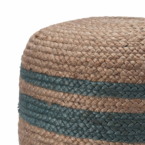 Jute-Pouf Silani Natur/Graugrün | URBANARA