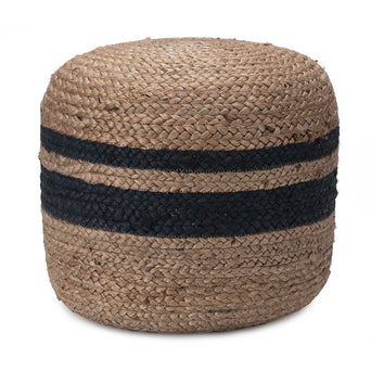 Jute-Pouf Silani Natur/Blau | URBANARA