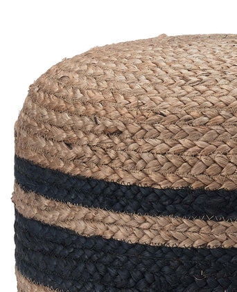 Jute-Pouf Silani Natur/Blau | URBANARA