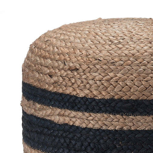 Jute-Pouf Silani Natur/Blau | URBANARA